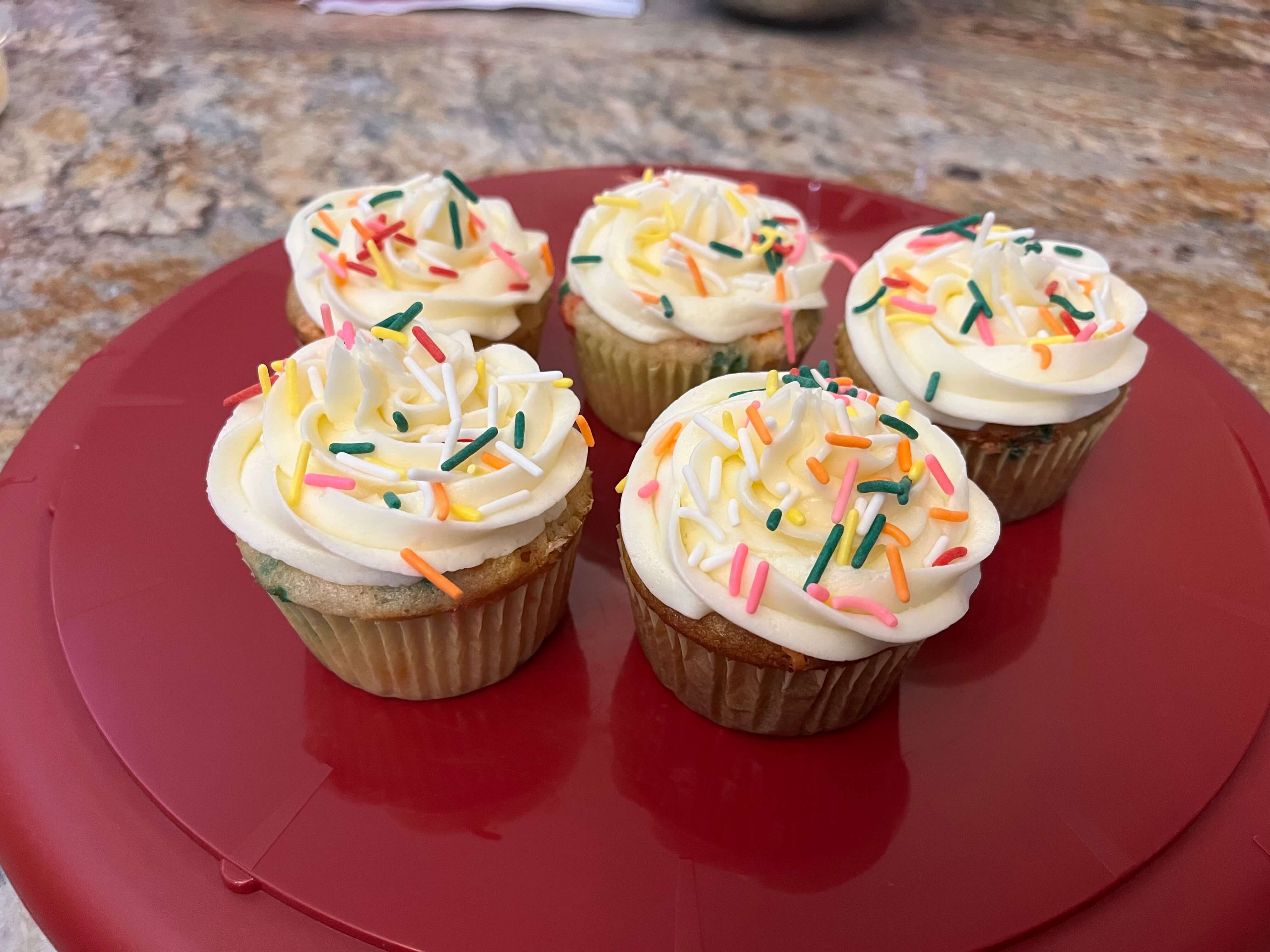 Cupcakes with piped frosting